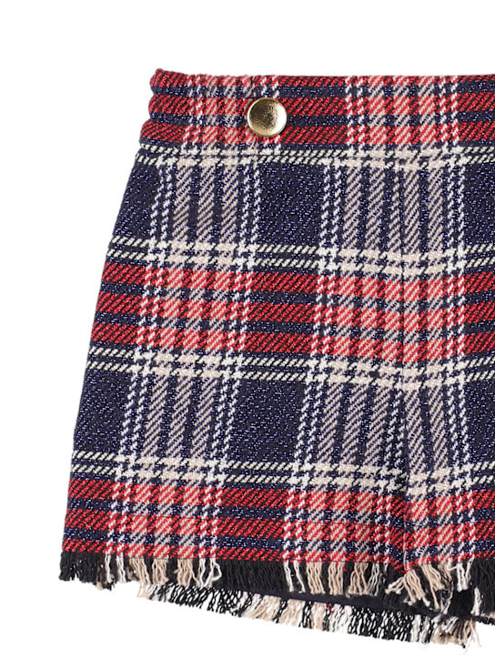 Monnalisa: Shorts in misto cotone tartan - Rosso/Blu - kids-girls_1 | Luisa Via Roma
