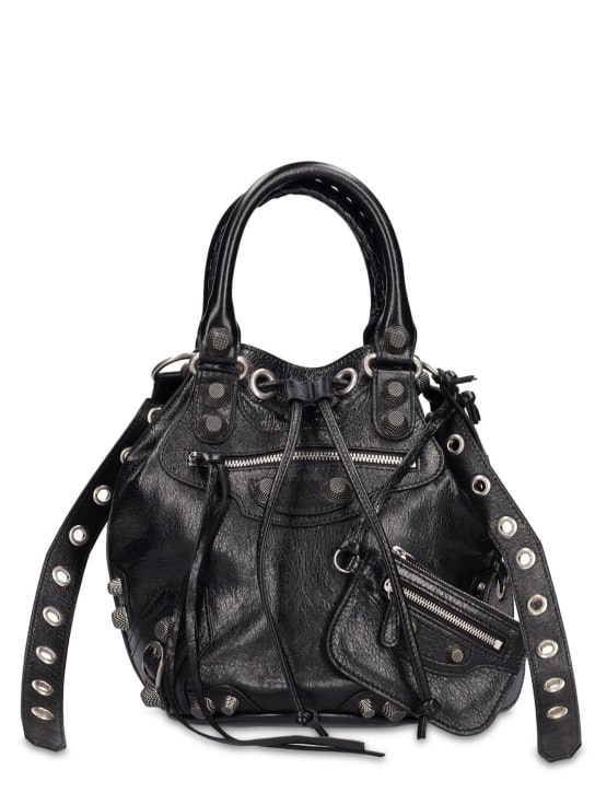 Balenciaga: S Le Cagole leather bucket bag - Black - women_0 | Luisa Via Roma