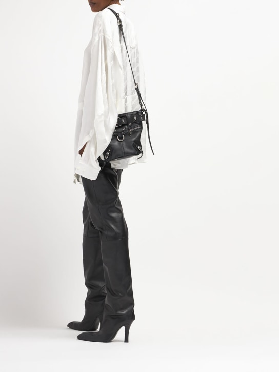 Balenciaga: XS Emo leather bucket bag - Siyah - women_1 | Luisa Via Roma