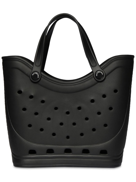 Balenciaga: Grand sac cabas en caoutchouc Crocs - Noir - women_0 | Luisa Via Roma