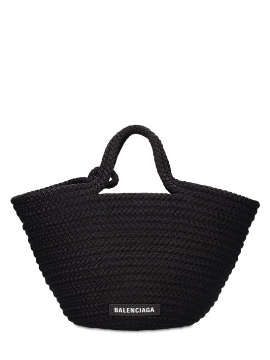 Balenciaga: Small Ibiza basket bag - Black - women_0 | Luisa Via Roma