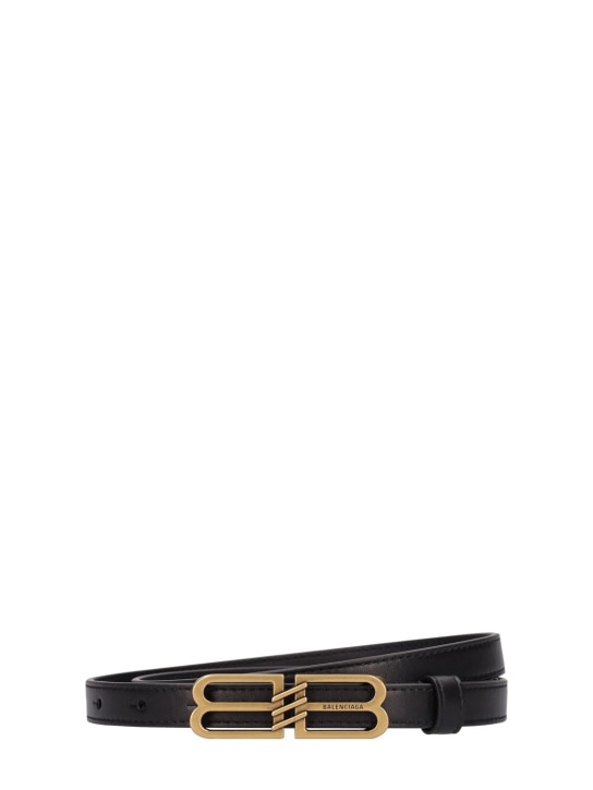 Balenciaga: 15mm BB Signature leather belt - Black - women_0 | Luisa Via Roma