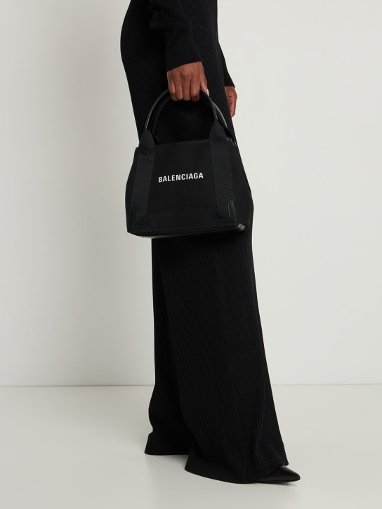 Balenciaga: XS Cabas Navy棉质手提包 - 黑色 - women_1 | Luisa Via Roma