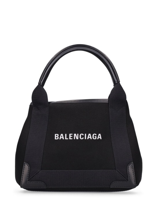 Balenciaga: XS Cabas Navy棉质手提包 - 黑色 - women_0 | Luisa Via Roma
