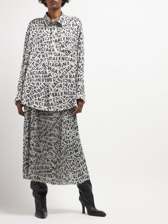 Balenciaga: Tube pleated drawstring skirt - Grey - women_1 | Luisa Via Roma