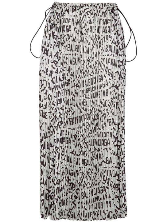 Balenciaga: Falda plisada con cordón - Gris - women_0 | Luisa Via Roma