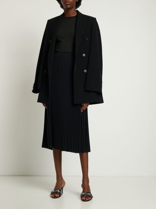 Balenciaga: Jupe tube à plis avec cordons - Noir - women_1 | Luisa Via Roma