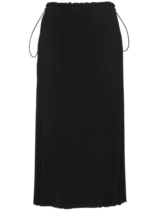 Balenciaga: Falda plisada con cordón - Negro - women_0 | Luisa Via Roma