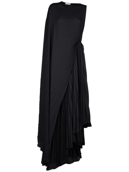 Balenciaga: 打褶不对称连衣裙 - 黑色 - women_0 | Luisa Via Roma