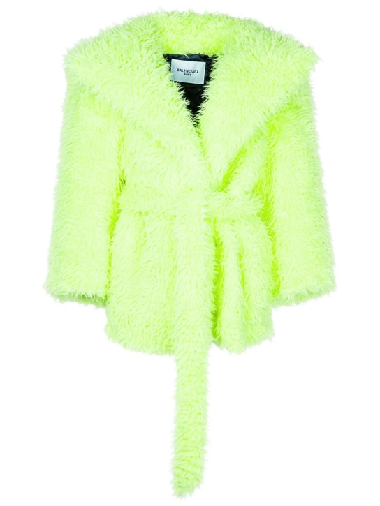 Balenciaga: Teddy faux fur jacket - Fluo Yello - women_0 | Luisa Via Roma