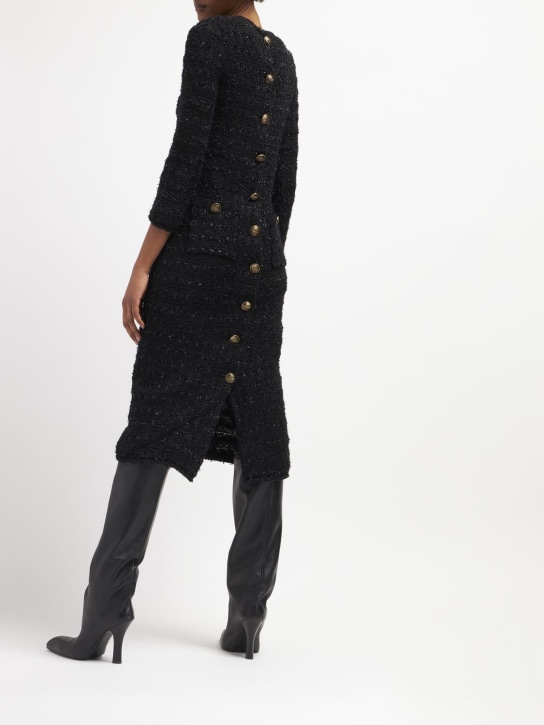 Balenciaga: Vestito in tweed di misto lana - Nero - women_1 | Luisa Via Roma