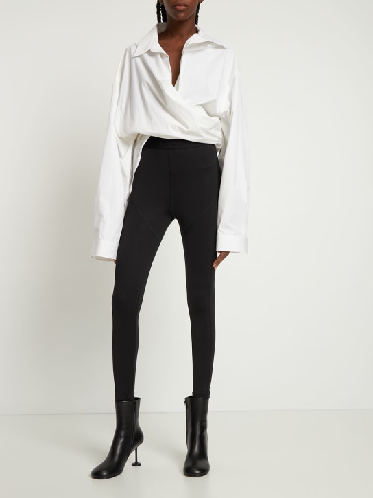 Balenciaga: Cut out stretch tech jersey leggings - Black/White - women_1 | Luisa Via Roma