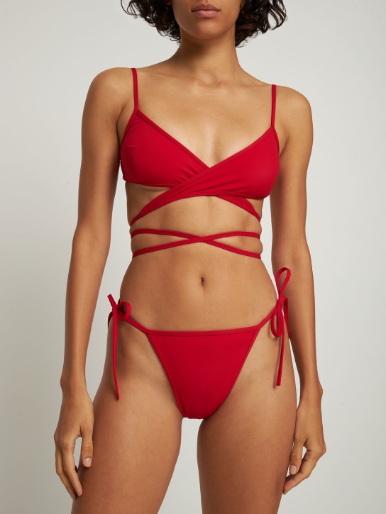 Balenciaga: Haut de bikini en nylon - Rouge - women_1 | Luisa Via Roma