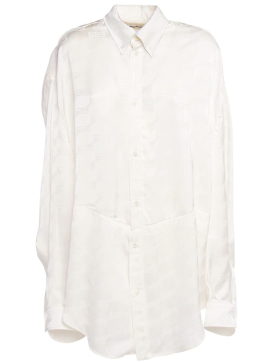 Balenciaga: Monogram logo jacquard pajama shirt - Off-White - women_0 | Luisa Via Roma