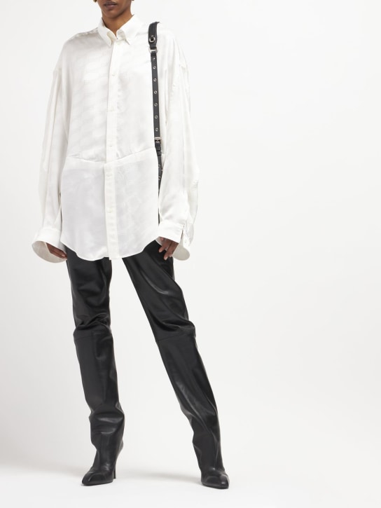 Balenciaga: Pyjamahemd aus Jacquard mit Monogramm-Logo - Off-White - women_1 | Luisa Via Roma