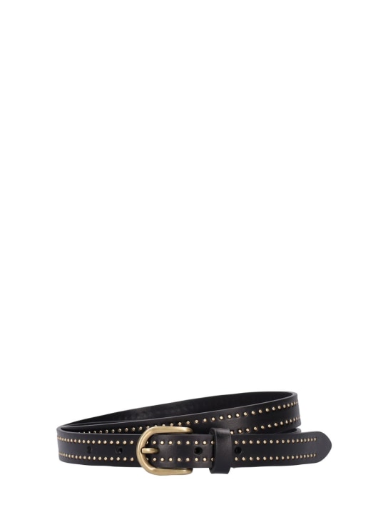 Marant: 2cm Studded leather belt - Siyah/Altın - men_0 | Luisa Via Roma