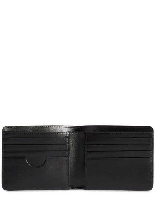 AMI Paris: Palmellato leather billfold wallet - Siyah - men_1 | Luisa Via Roma