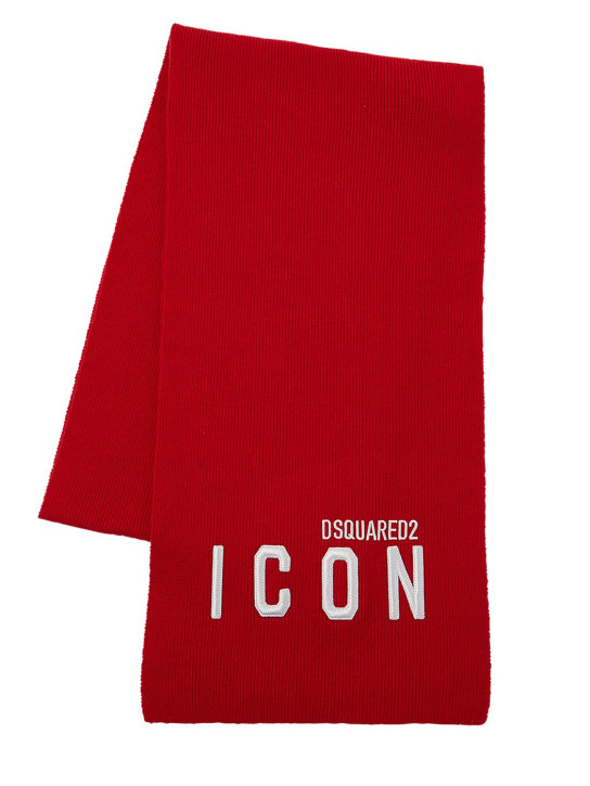 Dsquared2: Icon patch wool knit scarf - men_0 | Luisa Via Roma