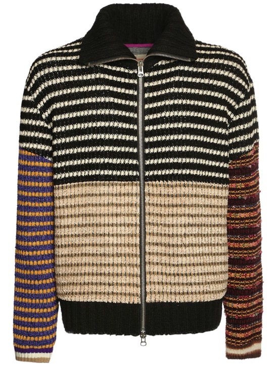 Andersson Bell: Zip-up tech blend knit sweater - men_0 | Luisa Via Roma