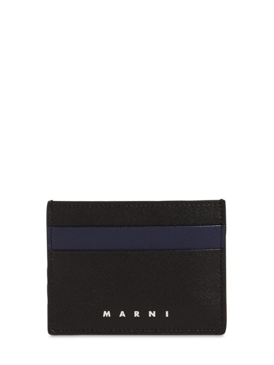 Marni: Logo print leather card holder - men_0 | Luisa Via Roma