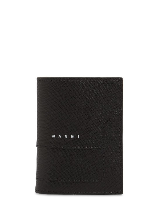 Marni: Logo print leather coin wallet - men_0 | Luisa Via Roma
