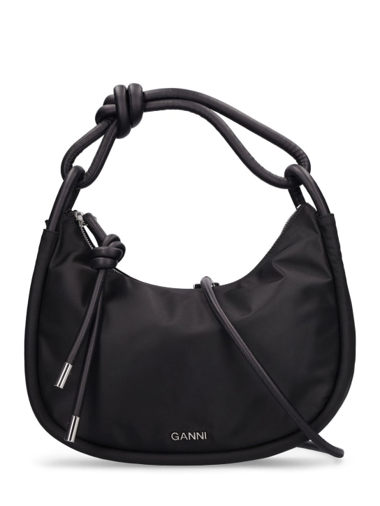 GANNI: Knot recycled tech shoulder bag - Black - women_0 | Luisa Via Roma