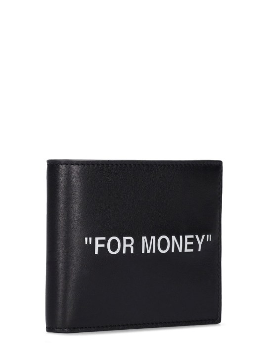 Off-White: For Money レザーウォレット - ブラック/ホワイト - men_1 | Luisa Via Roma