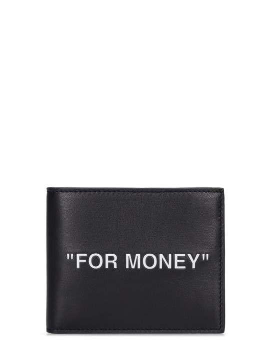 Off-White: For Money レザーウォレット - ブラック/ホワイト - men_0 | Luisa Via Roma
