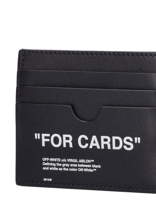 Off-White: "For Cards" leather card holder - Siyah/Beyaz - men_1 | Luisa Via Roma