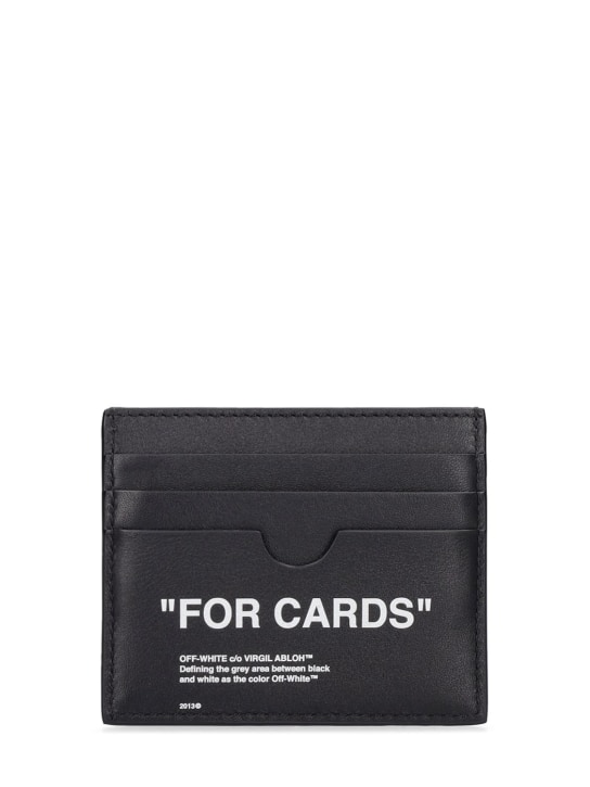 Off-White: "For Cards" leather card holder - Siyah/Beyaz - men_0 | Luisa Via Roma