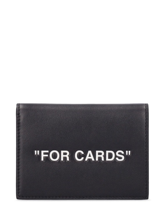 Off-White: Porta carte di credito For Cards in pelle - Nero/Bianco - men_0 | Luisa Via Roma