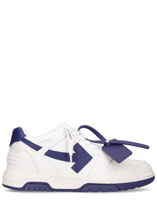 Off-White: Sneakers low top Out of Office in pelle - Bianco/Blu - men_0 | Luisa Via Roma