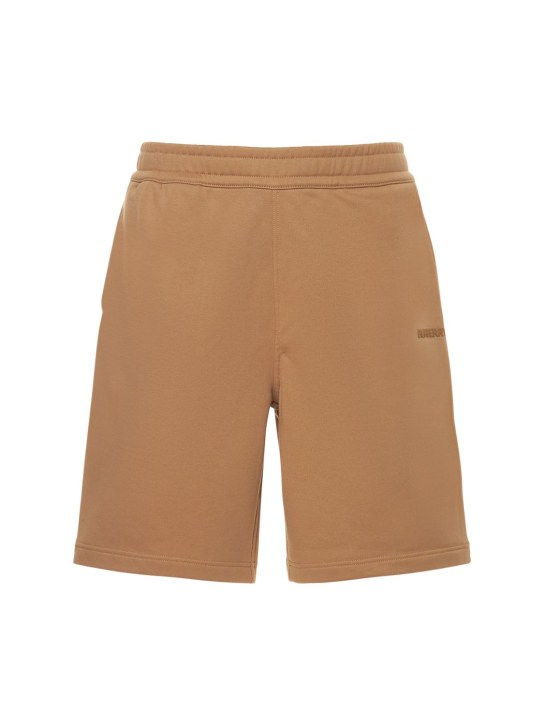 Burberry: Shorts aus Baumwolljersey mit Logo „Raphael“ - Kamelhaarfarben - men_0 | Luisa Via Roma