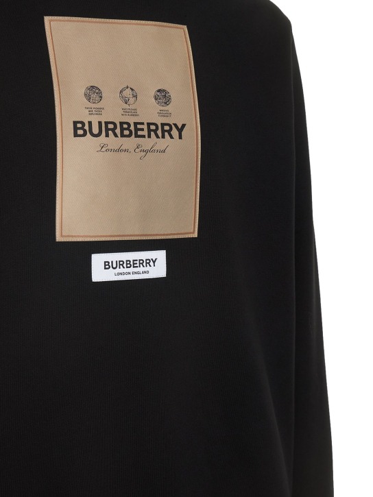 Burberry: Printed logo tag cotton jersey hoodie - men_1 | Luisa Via Roma