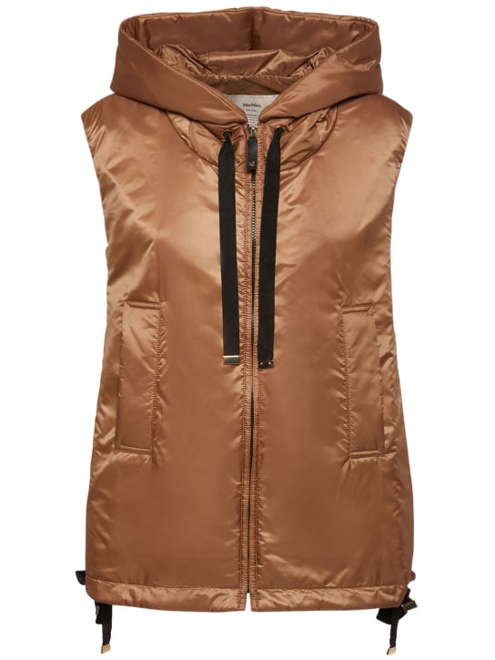 Max Mara: Greengo waterproof hooded padded vest - Caramel - women_0 | Luisa Via Roma