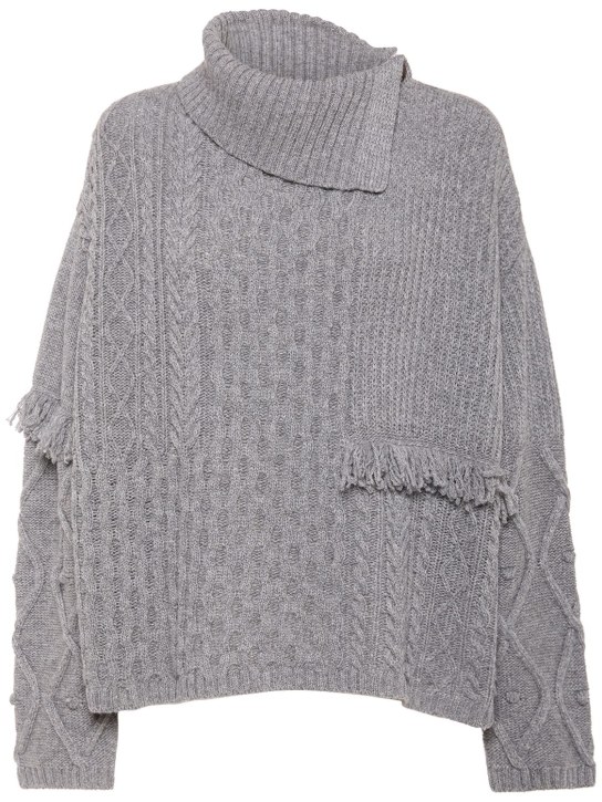 Weekend Max Mara: Faiti fringed cable knit wool sweater - women_0 | Luisa Via Roma
