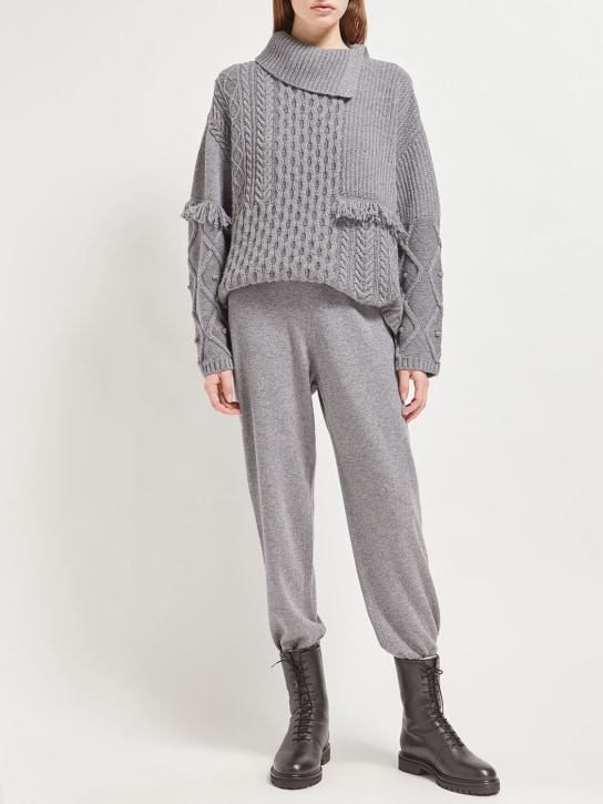 Weekend Max Mara: Faiti fringed cable knit wool sweater - women_1 | Luisa Via Roma