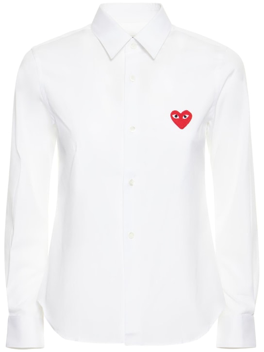 Comme des Garçons Play: Camisa de algodón con logo - Blanco - women_0 | Luisa Via Roma