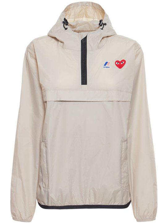 Comme des Garçons Play: Logo nylon half zip jacket - women_0 | Luisa Via Roma