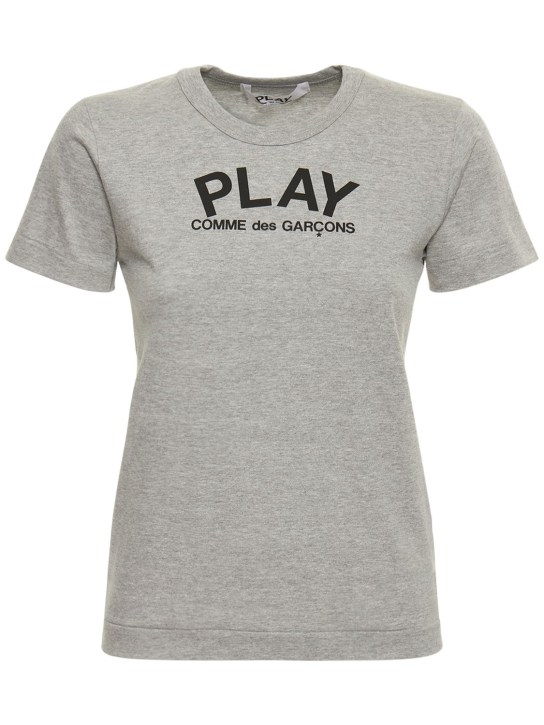 Comme des Garçons Play: T-shirt in cotone con logo - women_0 | Luisa Via Roma