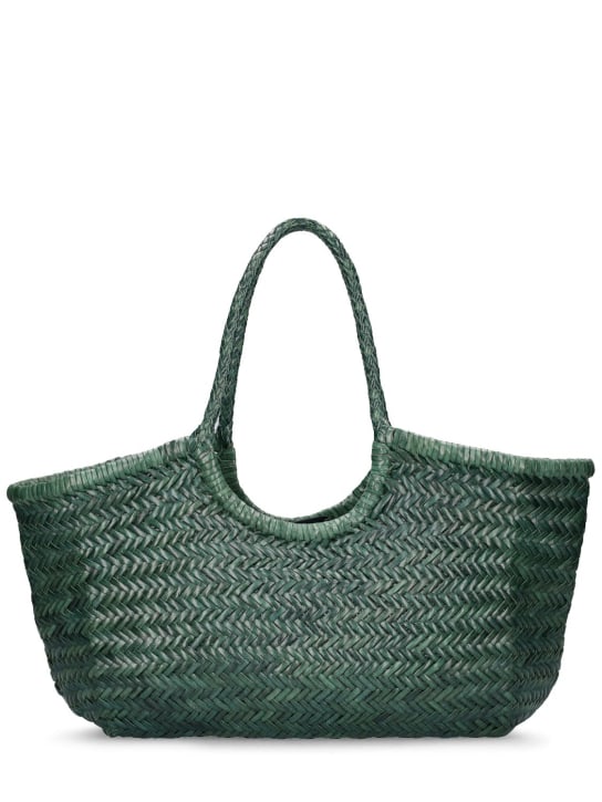 Dragon Diffusion: Big Nantucket woven leather basket bag - Military Green - women_0 | Luisa Via Roma
