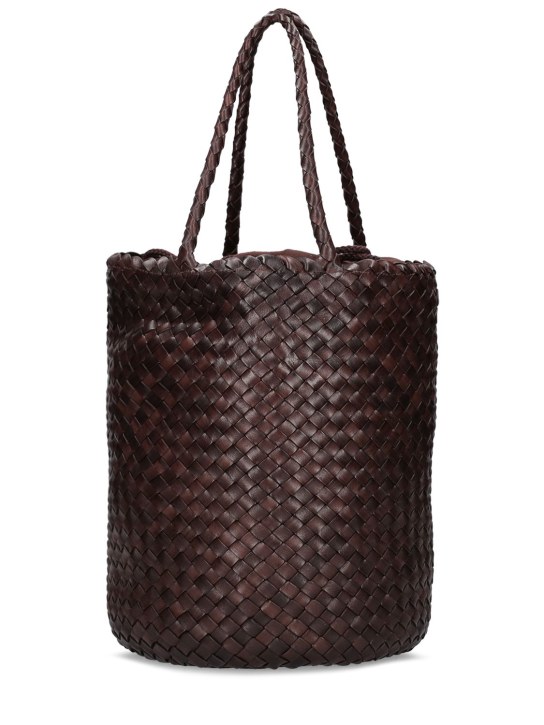 Dragon Diffusion: Hand braided leather straps basket bag - Dark Brown - women_2 | Luisa Via Roma
