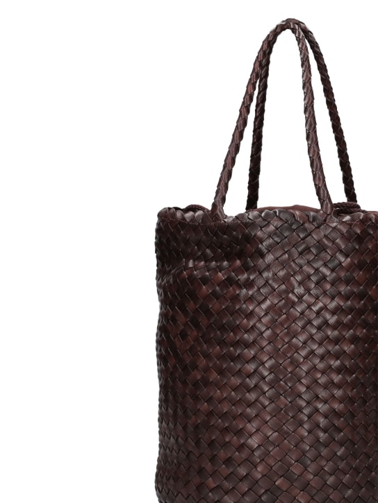 Dragon Diffusion: Hand braided leather straps basket bag - Dark Brown - women_3 | Luisa Via Roma