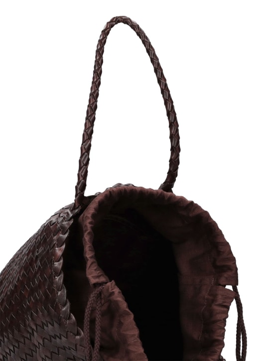 Dragon Diffusion: Hand braided leather straps basket bag - Dark Brown - women_5 | Luisa Via Roma