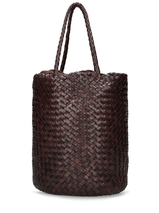 Dragon Diffusion: Hand braided leather straps basket bag - Dark Brown - women_4 | Luisa Via Roma