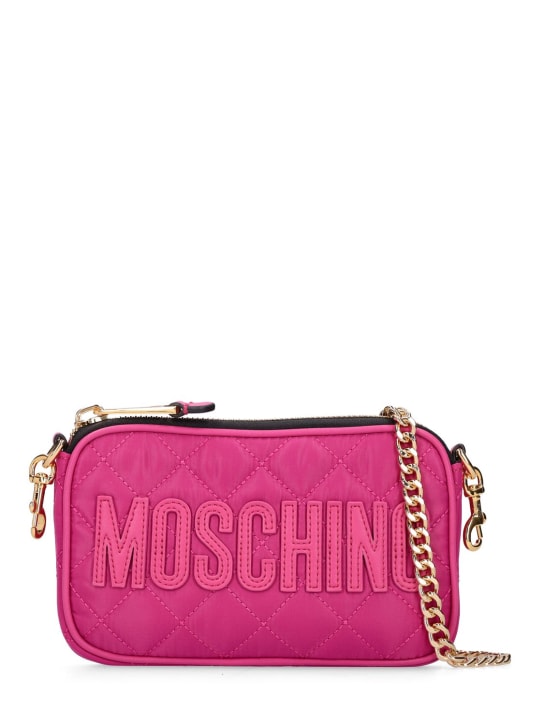 Moschino: Logo quilted shoulder bag - women_0 | Luisa Via Roma