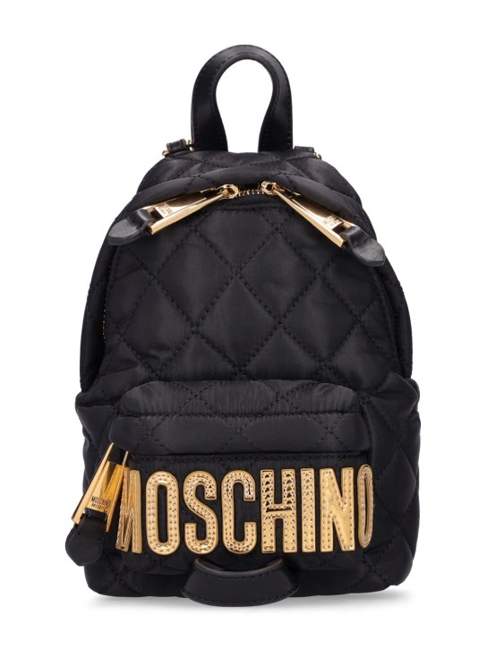Moschino: Logo quilted mini backpack - Black - women_0 | Luisa Via Roma