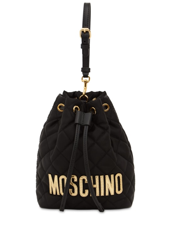 Moschino: Gesteppte Schultertasche aus Leder mit Logo - Schwarz - women_0 | Luisa Via Roma