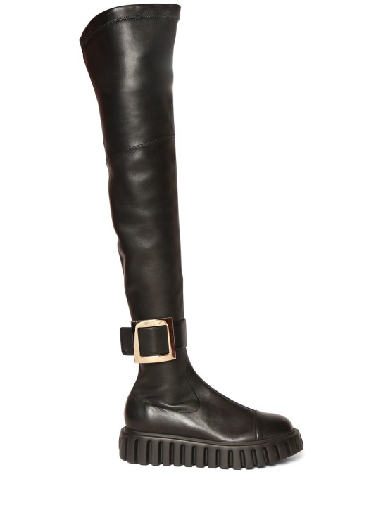 Roger Vivier: Viv Go-Thick レザーロングブーツ 35mm - ブラック - women_0 | Luisa Via Roma