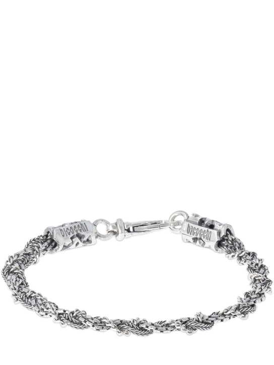 Emanuele Bicocchi: Engraved braided chain bracelet - Silver - men_0 | Luisa Via Roma